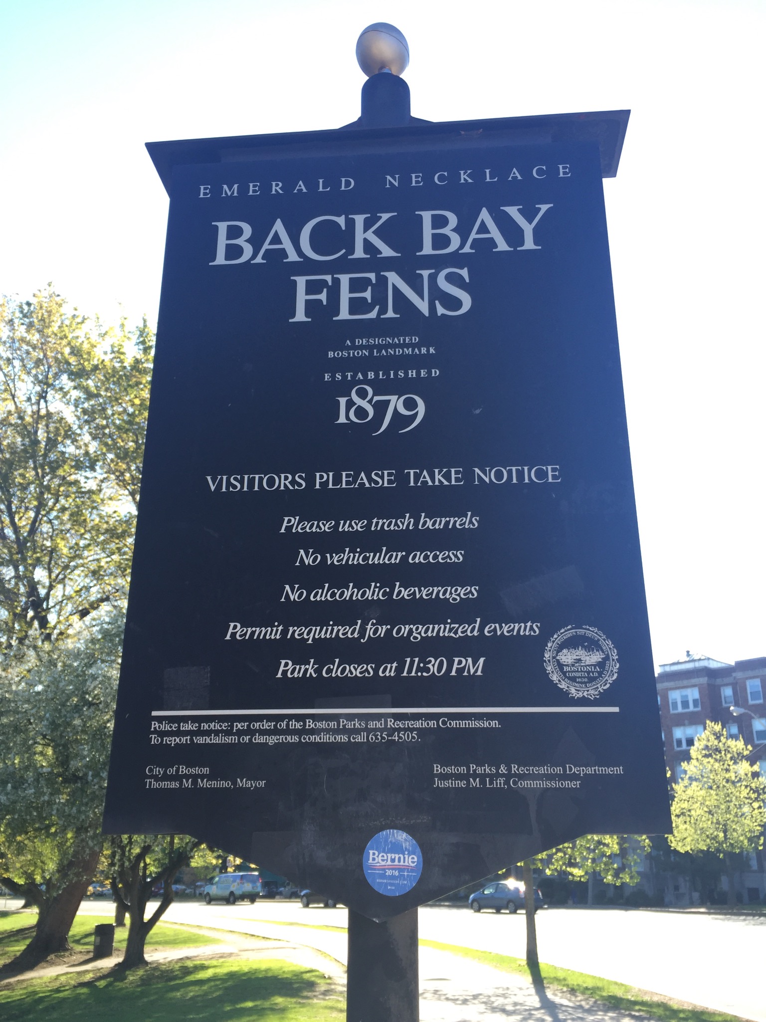 Back Bay Fens Sign